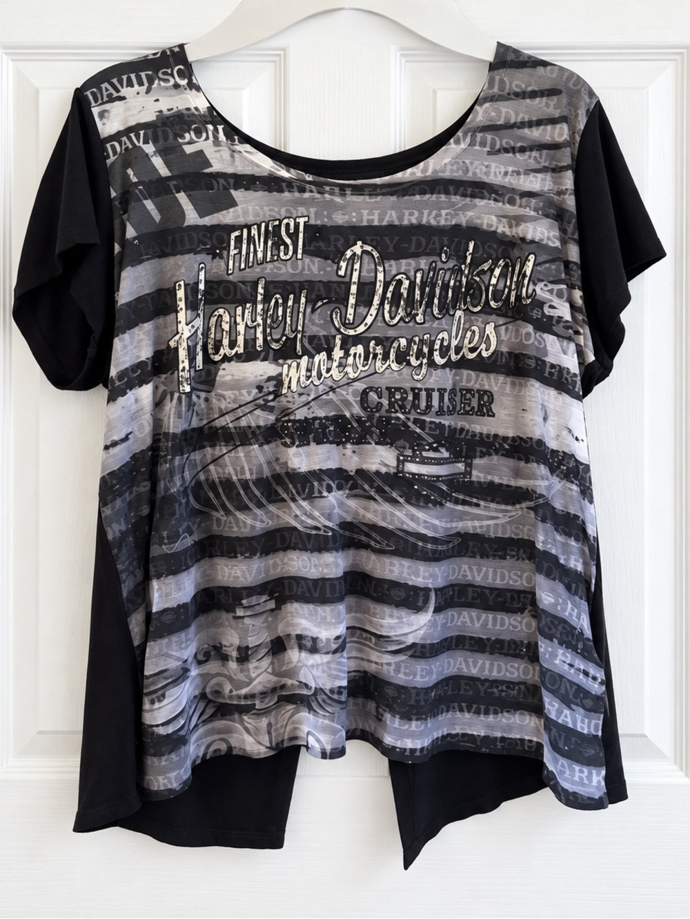 Vintage Harley Davidson Finest Motorcytles Cruiser Bling Rhinestone Top XL Black